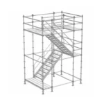 Ring locking scaffolding system including ladders